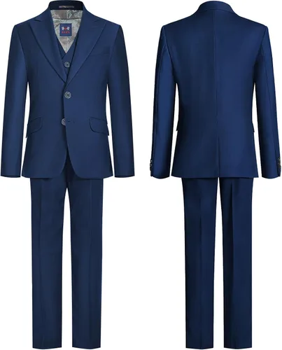 Vista 2 de ELPA ELPA Boys Tuxedo Suits Little Boys and Big Teen Youth Peak Lapel Formal Suits Set of 3 Pieces with Blazer Vest Pants
