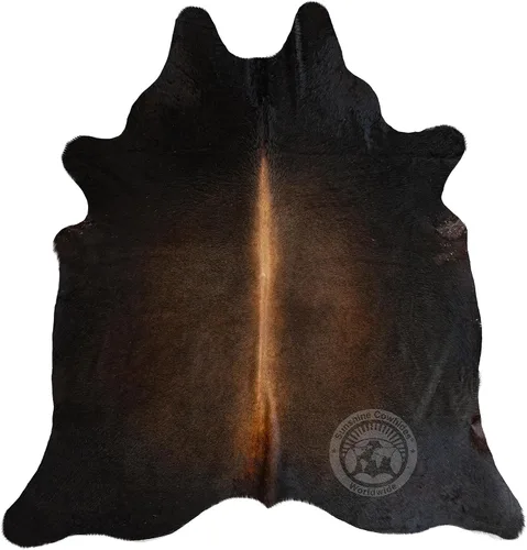 Vista 5 de Sunshine Cowhides Alfombra de piel de vaca 100% genuina, color marrón chocolate oscuro, alfombra de estilo moderno de piel animal y alfombra