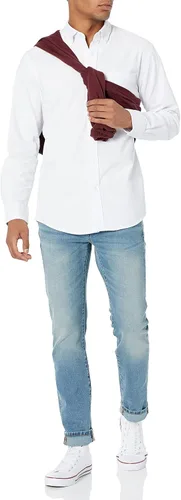Vista 5 de Camisa Tienda Essentials de tela oxford, de manga larga, ajuste regular, con bolsillo, para hombre