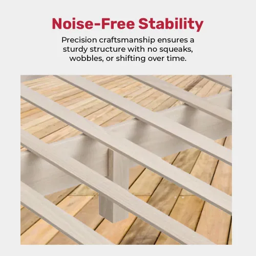 Vista 5 de Marco de cama de plataforma de madera maciza sin herramientas con listones, calidad fabricada en Pensilvania, Estados Unidos por artesanos