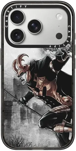 Vista 43 de CASETiFY Impact - Funda para iPhone 13 Mini [Marvel Colab / protección contra caídas de 8.2 pies/Magsafe] - Capitán América VS - Negro transparente