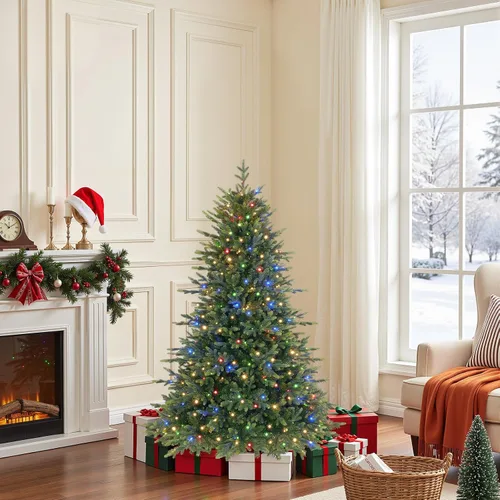 Vista 8 de SHareconn Árbol de Navidad artificial preiluminado de 4 pies con luces de Árbol preiluminado con 17 modos de luz, blanco cálido y luces