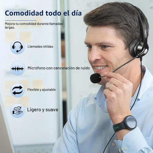 Vista 4 de Callez Auriculares de teléfono RJ9 con micrófono de cancelación de ruido
