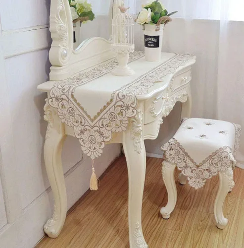 Vista 6 de LeLehome - Mantel de encaje bordado con flores color café