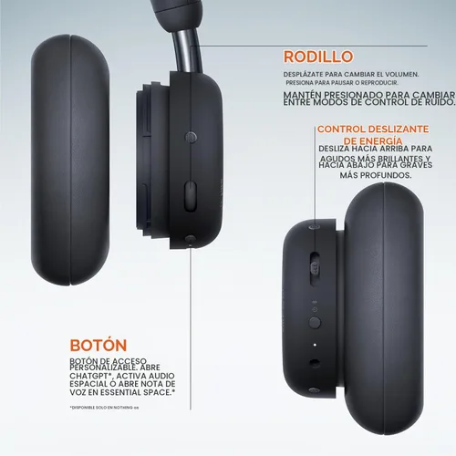 Vista 4 de CMF BY Nothing Auriculares inalámbricos con cancelación activa de ruido Bluetooth 5.4 sobre la oreja, tiempo de reproducción ANC 50H, control