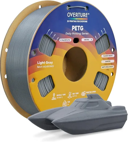 Vista 49 de OVERTURE - Filamento PETG de 1/16 de pulgada (1.75 mm) para impresora 3D y FDM, bien enrollado, duradero, carrete de 4.4 libras, dureza firme