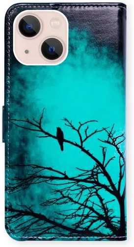 Vista 7 de Bcov Funda para iPhone 14 Plus, diseño de pájaro negro y verde con tapa para teléfono, con ranura para tarjetas, soporte para iPhone 14 Plus