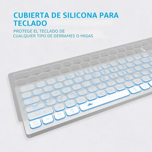 Vista 9 de POWZAN Teclado de Aluminio Silencioso con Cable Retroiluminado - Tecla Chiclet Delgada Compatible con Apple iMac, MacBook, Mac y PC, Teclado USB
