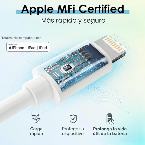 Vista 2 de Cable original de Apple [certificado MFi de Apple] Cable Lightning a USB compatible con iPhone 13/12/11 Pro Max/XS MAX/XR/XS/X/8/7/Plus/6S iPad