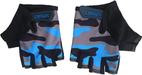 Vista 2 de MARZE Guantes de bicicleta para niños, guantes de ciclismo antideslizantes de medio dedo para niños de 4 a 12 años (gris)