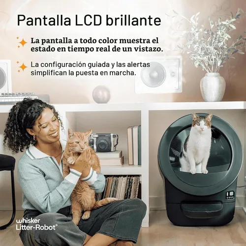 Vista 8 de Whisker Litter-Robot EVO Bundle - Caja de arena automática para gatos autolimpiante, diseño compacto que ahorra espacio, control avanzado de olores