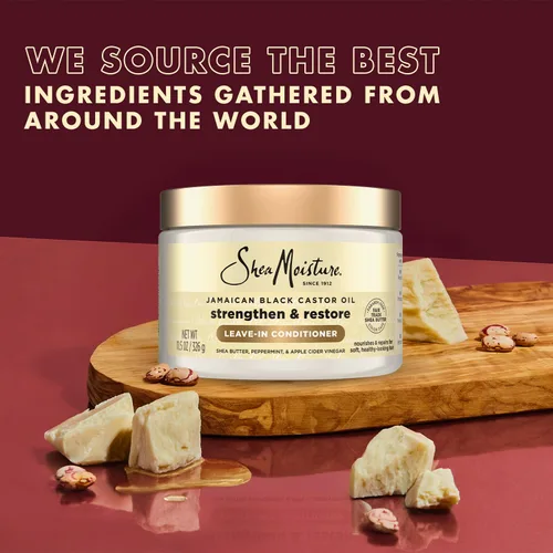 Vista 3 de SheaMoisture - Acondicionador sin enjuague, paquete de 3 – Aceite de ricino negro jamaicano para fortalecer y restaurar la fórmula para reparar