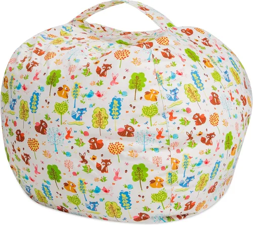 Vista 7 de Posh Creations Funda de puf para niños con almacenamiento para animales de peluche - Organizador de juguetes para niños, Mediano 68.58 cm - Lona