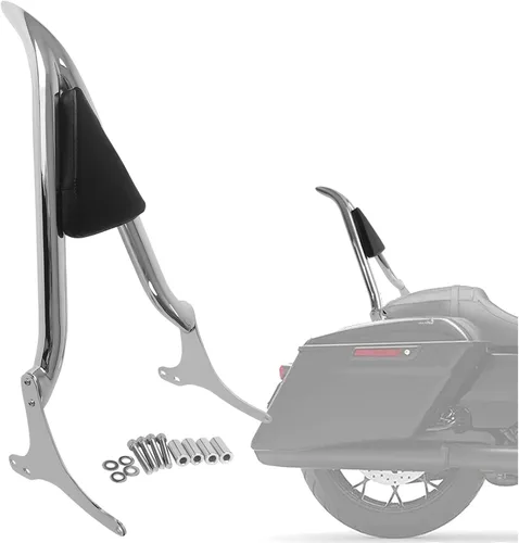 Vista 11 de Barra cromada desmontable para respaldo de pasajero, almohadilla trasera para Harley Davidson modelos Touring 2009-2026 Street Glide Road Glide Cromo