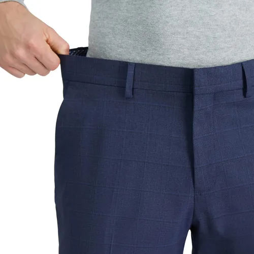 Vista 4 de Haggar Pantalón separado de traje de ajuste a medida elástico prémium para hombre, Azul Heather - Pantalón