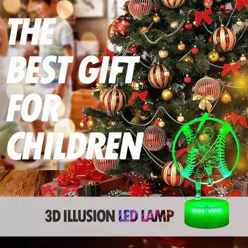 Vista 8 de Luz nocturna de béisbol - Lámpara de escritorio remota táctil RGB de 16 colores para niños, regalos de Navidad y vacaciones