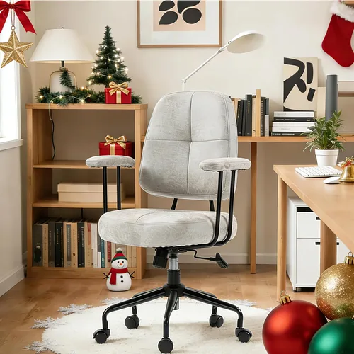 Vista 10 de ECOTOUGE Silla de oficina en casa, silla de cuero sintético moderna de Verde