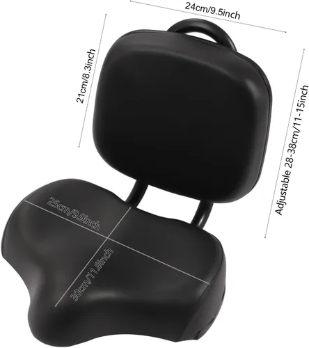 Vista 9 de Asiento de bicicleta con respaldo de gran tamaño, cómodo, repuesto de silla de montar de bicicleta, espuma viscoelástica suave, acolchado de piel