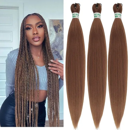 Vista 21 de Cabello trenzado para niños preestirado de 16 pulgadas, color negro para niños, trenzas sin nudos