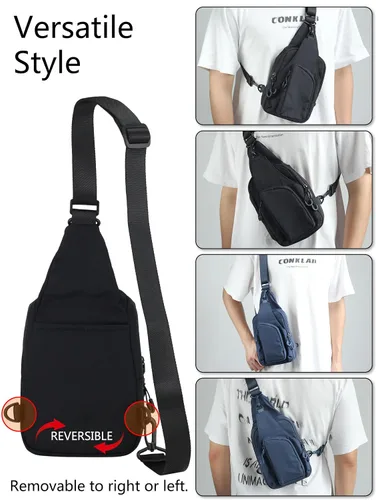 Vista 2 de Niumike Bolso bandolera pequeño con correas ajustables, bolsas cruzadas en el pecho, mochila diaria para mujeres y hombres, viajes al aire libre