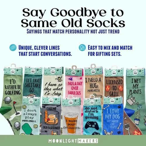 Vista 97 de Moonlight Makers Funny Colored Socks, Novelty Socks, Stocking Stuffer, Unisex Socks