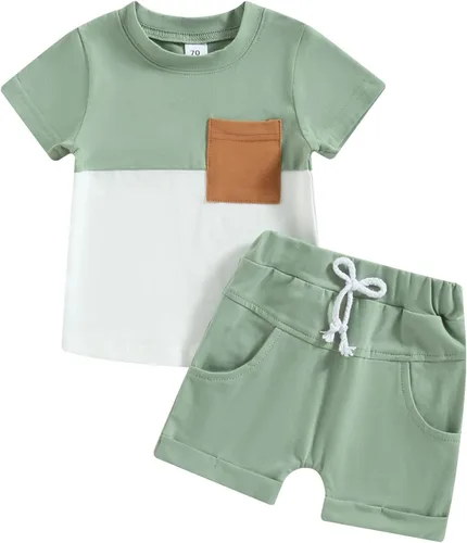 Vista 77 de Conjunto de camiseta de manga corta para bebé niño y niña, camiseta de manga corta, pantalones cortos casuales, ropa para recién nacidos, 6, 12, 18