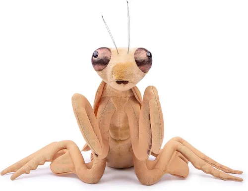 Vista 5 de Peluche grande de Mantis marrón – Animales de peluche realistas de mantis religiosa marrón de 15 pulgadas, juguetes de insectos de alas grandes