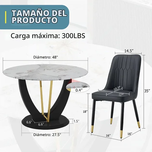Vista 2 de gopop Juego de mesa de comedor redonda para 4, juego de mesa de comedor