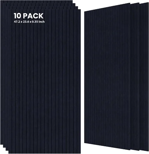 Vista 29 de TO-TH Juego de 4 paneles de pared insonorizados de 47.2 x 23.6 pulgadas con aspecto de madera, absorben el sonido, paneles acústicos grandes