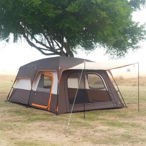 Vista 4 de KTT Extra Large Tent 10-12 Person,Family Cabin Tents,2 Rooms,3 Doors and 3 Windows with Mesh,Straight Wall,Waterproof,Double Layer,Big Tents for