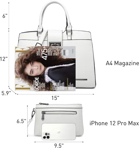 Vista 3 de Dasein Bolsos de mano para mujer, monederos con monograma, bolso grande para mujer, bolso de hombro, bolsa de trabajo con asa superior, juego de 2
