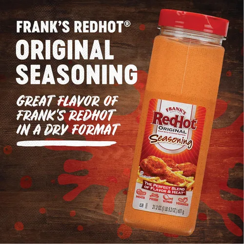 Vista 3 de Frank's RedHot Condimento Original, 21.2 oz - Un Recipiente de 21.2 Onzas de Mezcla de Condimento de Salsa Picante de Ajo Sabroso y Pimienta Cayena