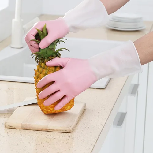Vista 5 de Guantes de goma para lavavajillas, guantes de limpieza para mujeres, guantes de lavado de platos, talla M. Perfectos para mujeres y hombres