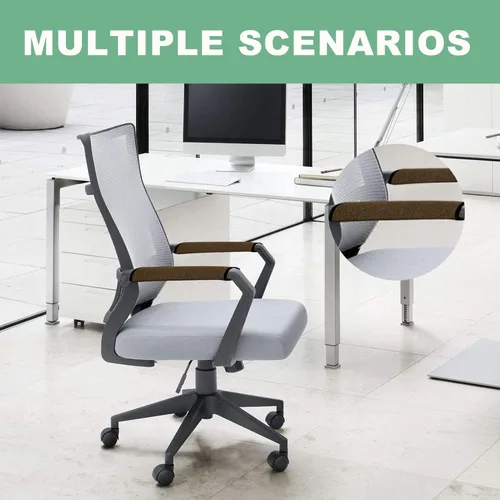 Vista 5 de Ntomtuex Juego de 2 fundas de lino para reposabrazos de silla de oficina, fundas ajustables para reposabrazos de silla de ruedas, protector