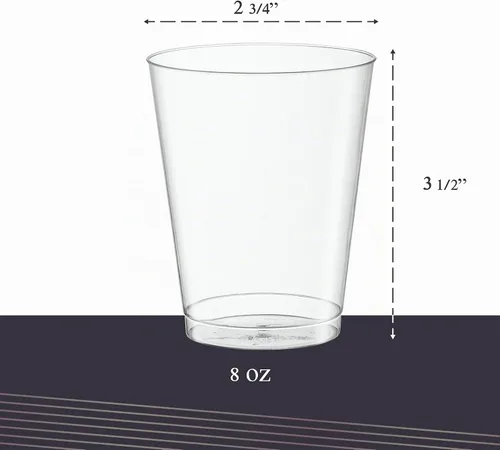 Vista 3 de PLASTICPRO Vasos desechables de plástico cristalino transparente de 8 oz para fiestas y bodas, paquete de 50