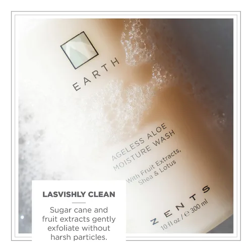 Vista 3 de ZENTS Set de gel de baño, loción y aceite de cachemira que desafía la edad (fragancia de tierra) Trío hidratante y nutritivo para piel seca