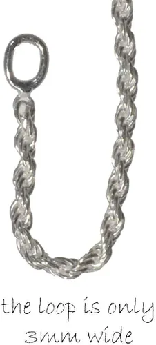Vista 3 de Cadena de cuerda de plata de ley con corte de diamante fácil ajuste
