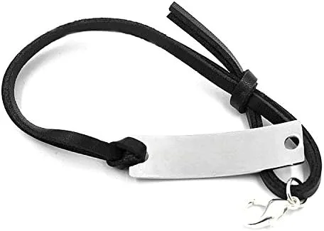 Vista 2 de Minimalism - Pulsera con monograma de correa de piel, regalos para mujeres y hombres.