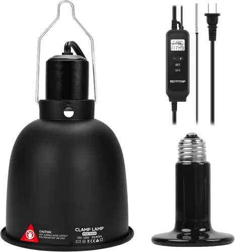 Vista 9 de REPTITRIP - Lámpara de calor para reptiles de 5.5 pulgadas con termostato de atenuación, 100 W máx Negro