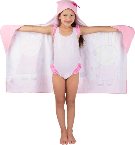Vista 2 de Franco Peppa Pig - Toalla de rizo de algodón suave con capucha para niños, para baño/piscina/playa, 24 x 50 pulgadas, grande
