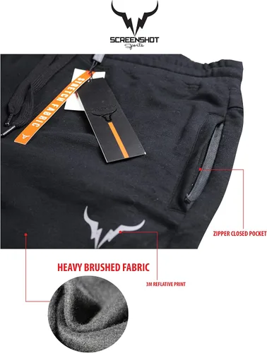 Vista 3 de SCREENSHOT Pantalones deportivos para hombre, de forro polar, con bolsillos con cremallera, pantalones deportivos para correr, fitness