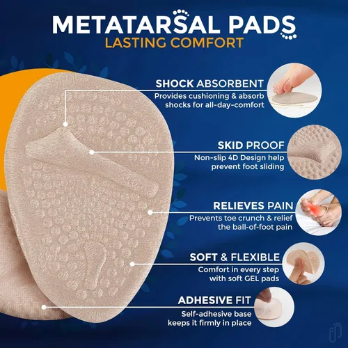 Vista 4 de Almohadillas metatarsianas Almohadillas metatarsianas para mujer Cojines de bola de pie para antepié, plantillas de zapatos de tacón alto