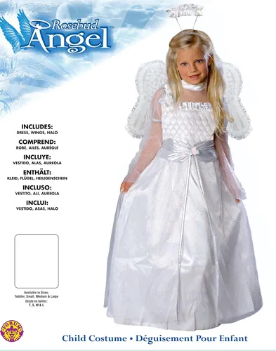 Vista 2 de Disfraz de ángel capullo de rosa para niñas de Rubie's., S, Blanco