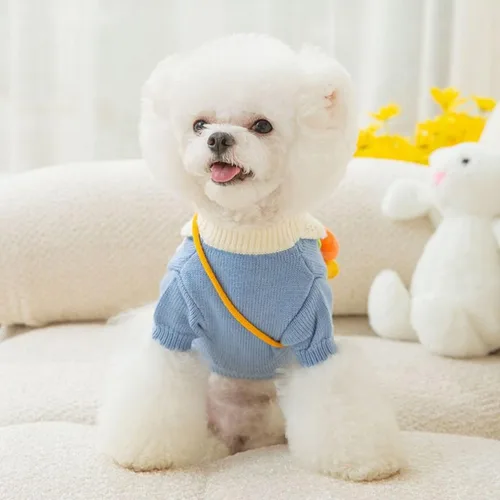 Vista 3 de Suéter cálido para mascotas, vestido para perros, suéter para perros, vestido para perros para el invierno, lindo abrigo para perros pequeños