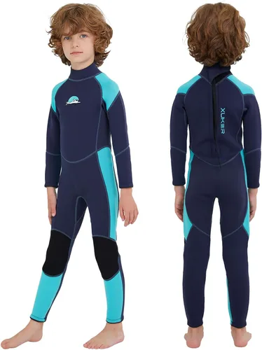 Vista 7 de XUKER Traje de neopreno para niños y niñas, 0.118 in, con cremallera trasera, de neopreno, térmico, de cuerpo completo, para jóvenes, adolescentes