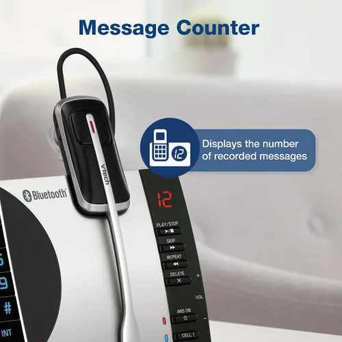 Vista 7 de VTech DS6771-3 DECT 6.0, teléfono inalámbrico desplegable con conexión a Cell, Siri y Google Now Access, plateado/negro, 2 teléfonos inalámbricos