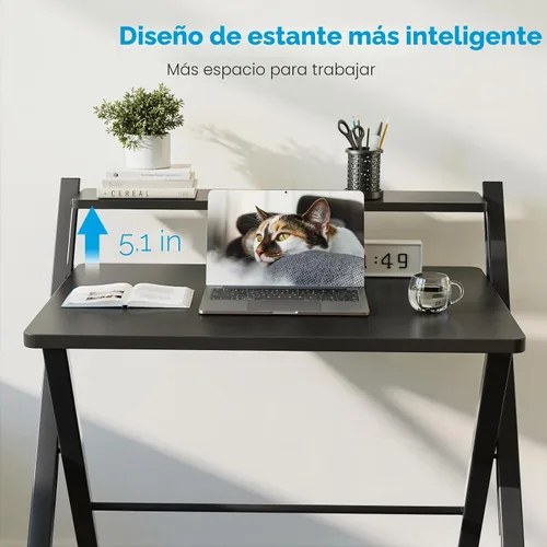 Vista 5 de GreenForest Escritorio plegable sin montaje, escritorio resistente para computadora para espacios pequeños Portable Foldable Table for Laptop