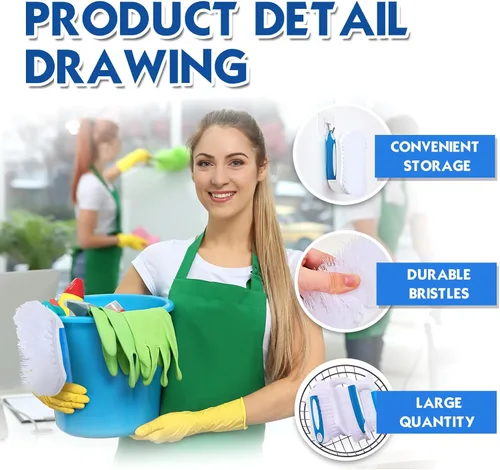Vista 3 de Lallisa 12 piezas de cepillos para limpieza con mango cómodo de agarrar, resistente, cerdas rígidas, flexibles, cepillos a granel para ducha, baño
