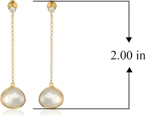 Vista 3 de Pendientes de tuerca de plata de ley chapados en oro amarillo de 18 quilates o pendientes largos de gota