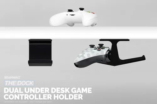 Vista 7 de BRAINWAVZ The Dock - Soporte de control de juego doble debajo del escritorio para Xbox Series X, One, PS5, PS4, Switch, Streelseries, PC Gamepad